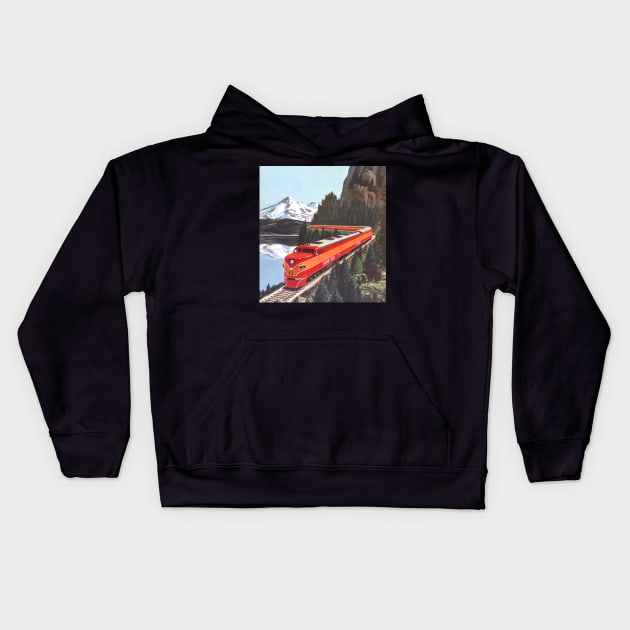 American Train Shasta Daylight Kids Hoodie by KarwilbeDesigns